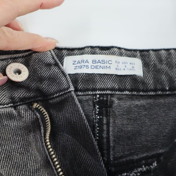Zara Basic Denim Mini Skirt Womens S Black Trendy Moto Alt Grunge Streetwear Y2K - Picture 5 of 8